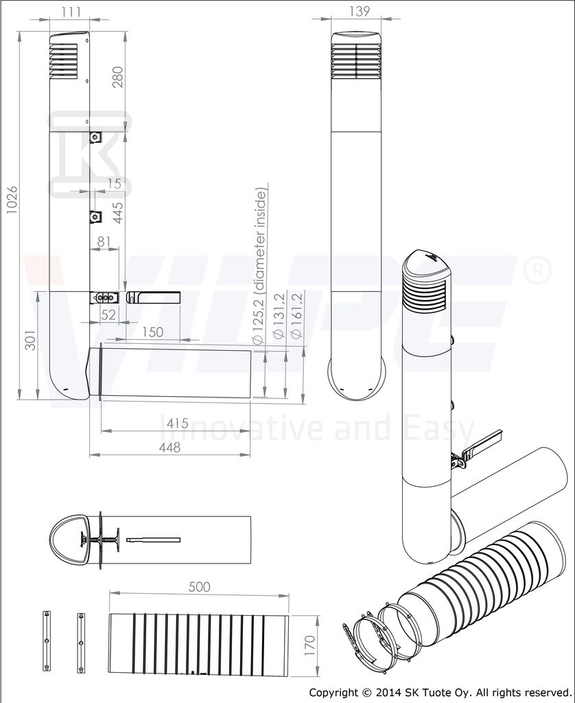 Ventilation hose ROSS ᴓ160/170 - Light - 790361